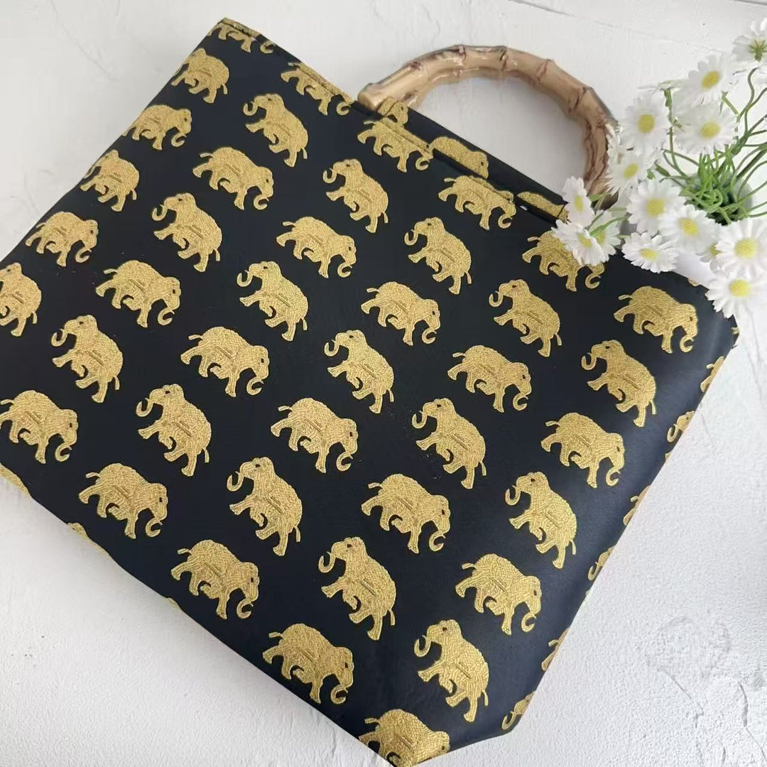Stylish cotton bag with bamboo handles Kalsten
