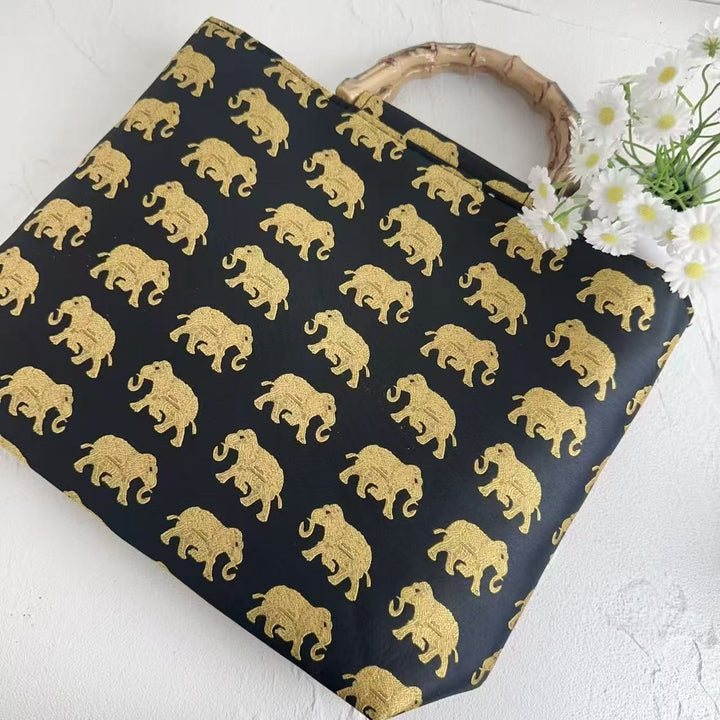Stylish cotton bag with bamboo handles Kalsten