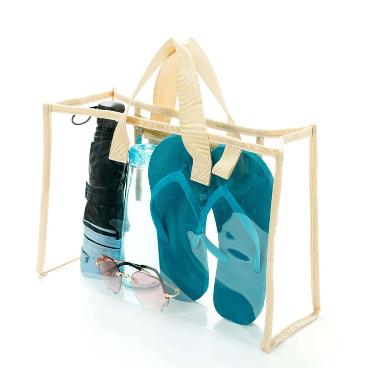 Transparent beach bag with sturdy carrying handles and various compartments Kalsten