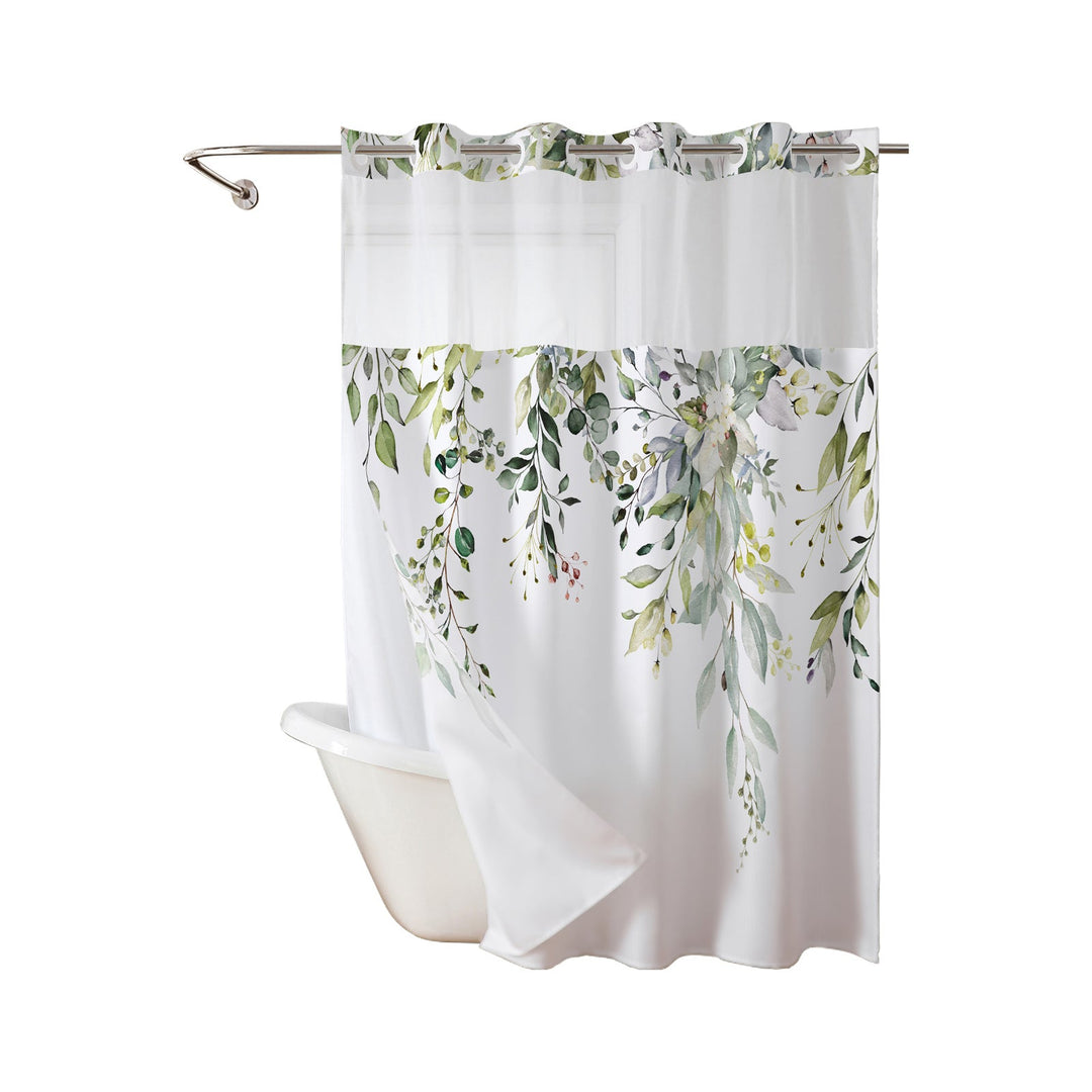 Tropical Leaf Print Shower Curtain Kalsten
