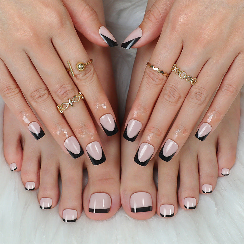 Elegant Press-On Nail Set with Unique Ombre Design Acalora