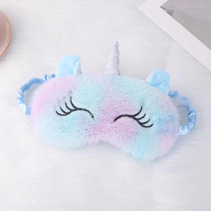 Ladies nan cozy unicorn sleep mask with embroidered eyelashes, soft plush and elastic ruffled ribbon Kalsten