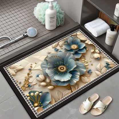 Floral Patterned Comfort Bath Mat Acalora