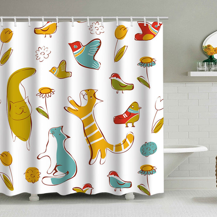 Artistic Dog Illustration Shower Curtain Kalsten