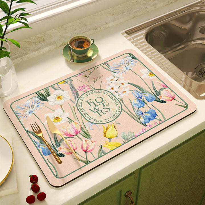 Floral Design Kitchen Mat Kalsten