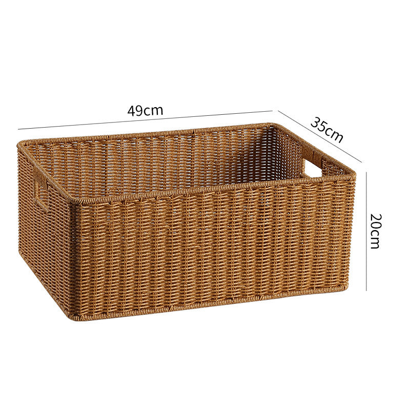 Large Handwoven Rectangular Storage Basket with Cutout Handles Kalsten