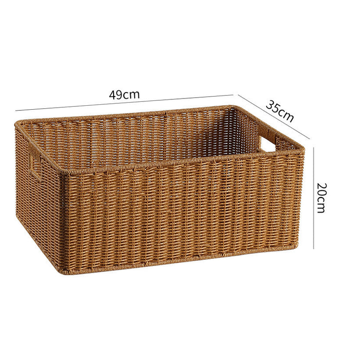 Large Handwoven Rectangular Storage Basket with Cutout Handles Kalsten