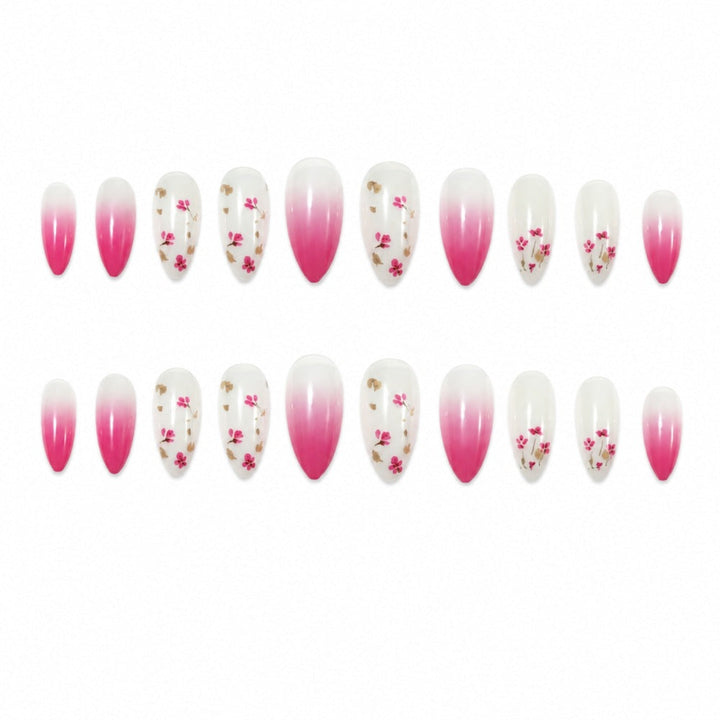Artificial nails with delicate flower and ombre effect Kalsten