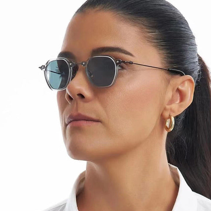 Ladies stylish sunglasses with unique hexagonal shape and sturdy frame Kalsten