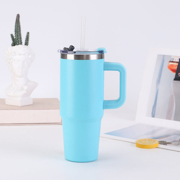 Ladies insulating cup with practical handle and straw Kalsten