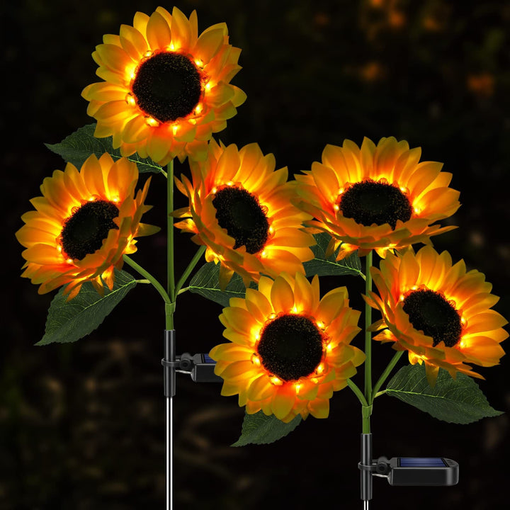 Solar-Powered Outdoor Garden Stake Lights With Realistic Sunflower Blooms And Waterproof Solar Controller Kalsten