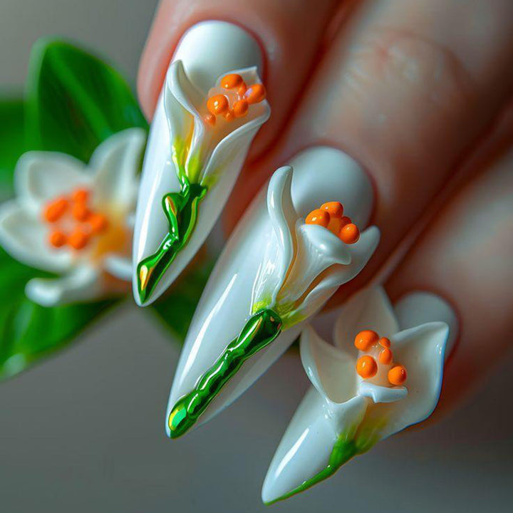 Artificial nails in floral 3D design Kalsten