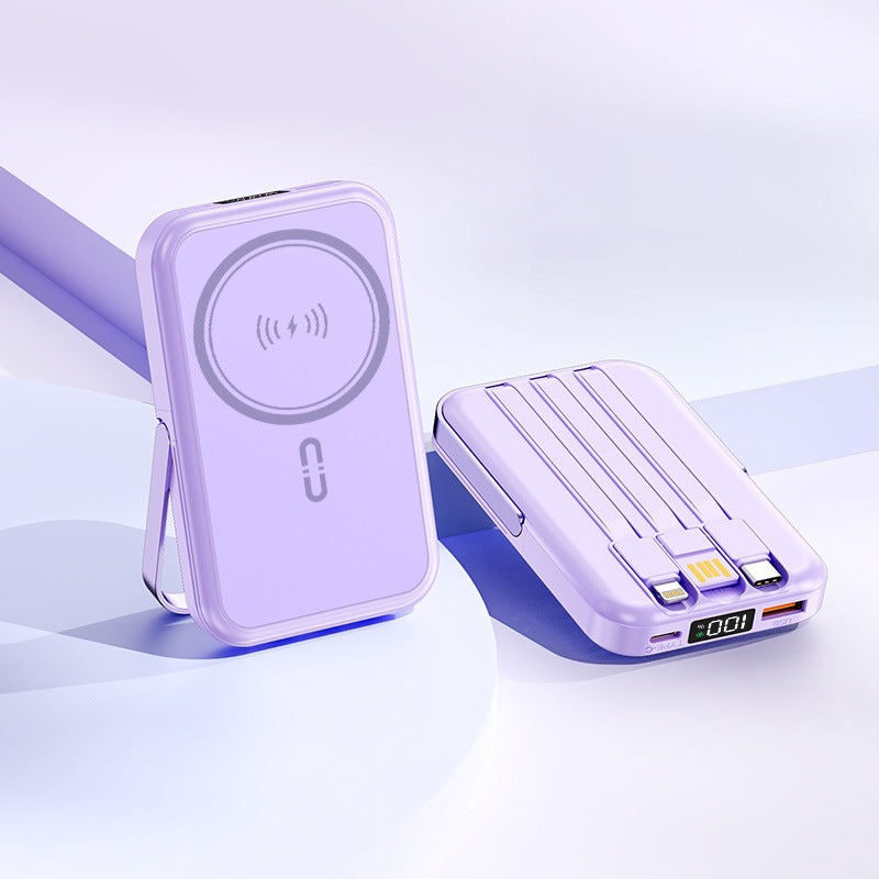 Portable induction power bank with integrated stand and multiple connections Kalsten
