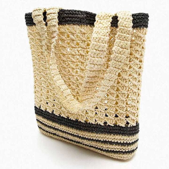 Handcrafted basket bag with modern striped design Kalsten