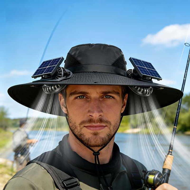 UV-Protect-Sun Hat with removable face and neck protection, integrated solar fan and breathable mesh Kalsten