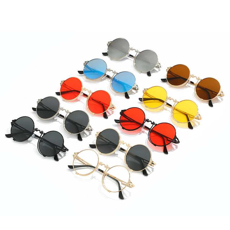 Women's stylish round metal sunglasses with artistic designs Kalsten