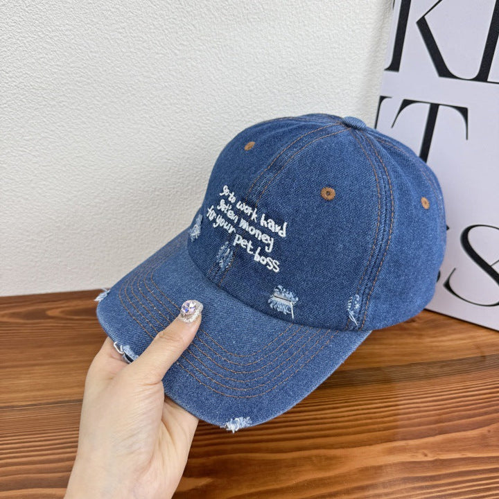 Women's Distressed Denim Statement Cap Kalsten