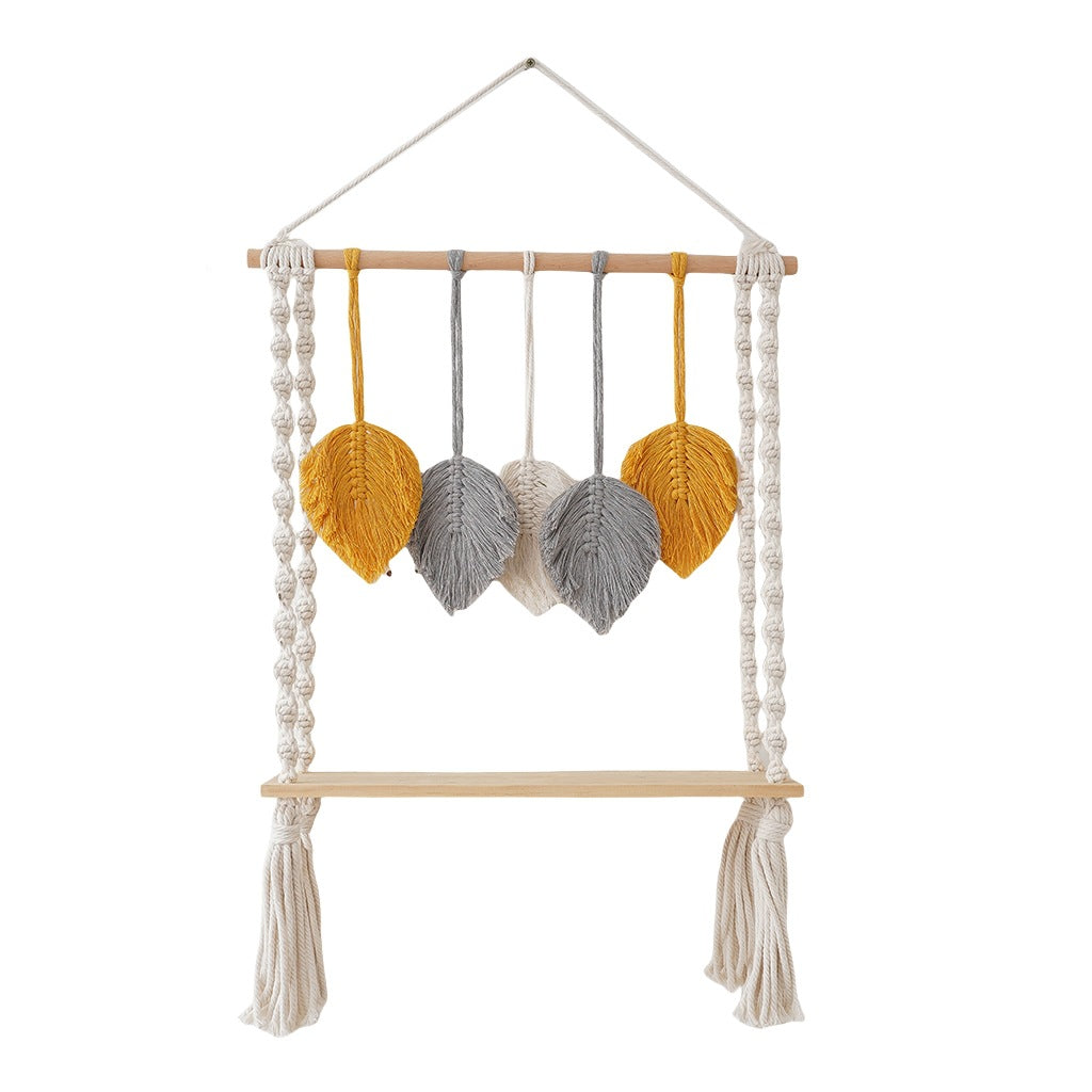 Macrame Leaf Wall Hanging Shelf Acalora