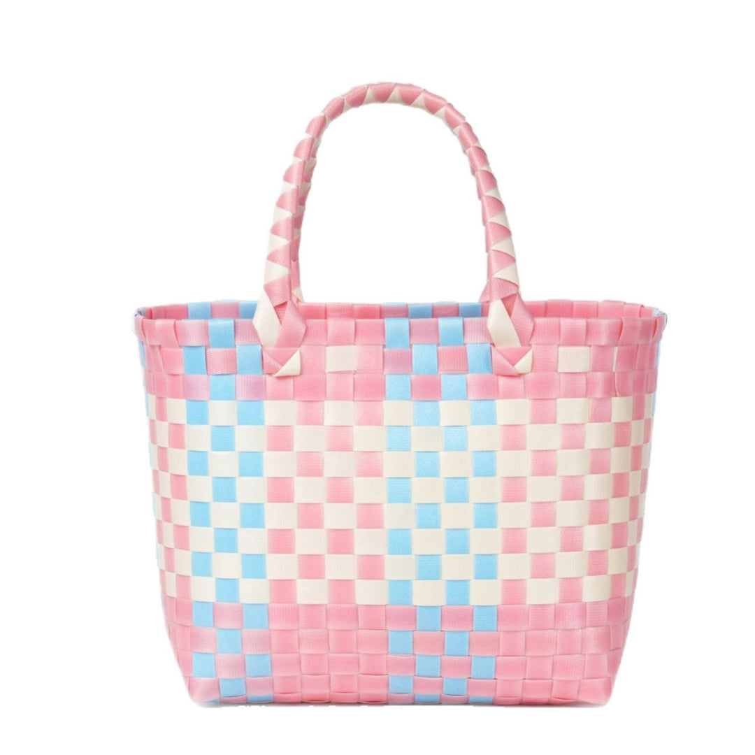 Handwoven basket bag with modern structural pattern Kalsten