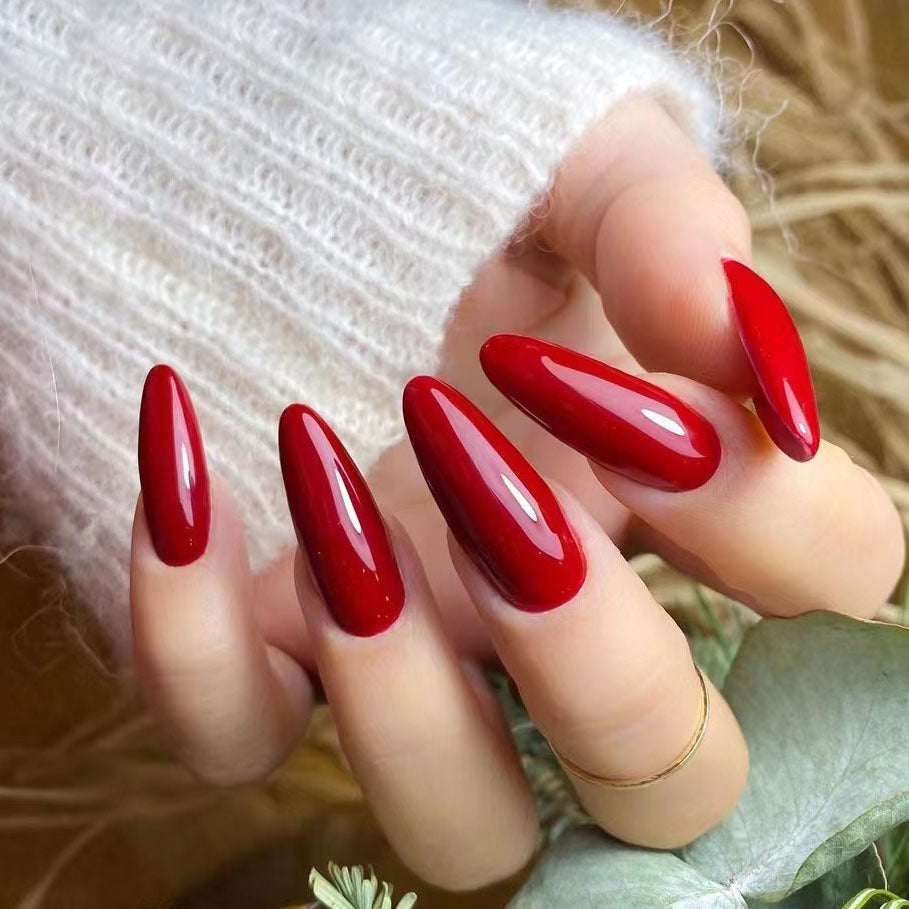 Glossy Stiletto Press-On Nail Set with Durable Adhesive Kalsten