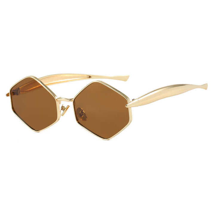Women's hexagonal sunglasses with elegant metal frame and UV protection Kalsten