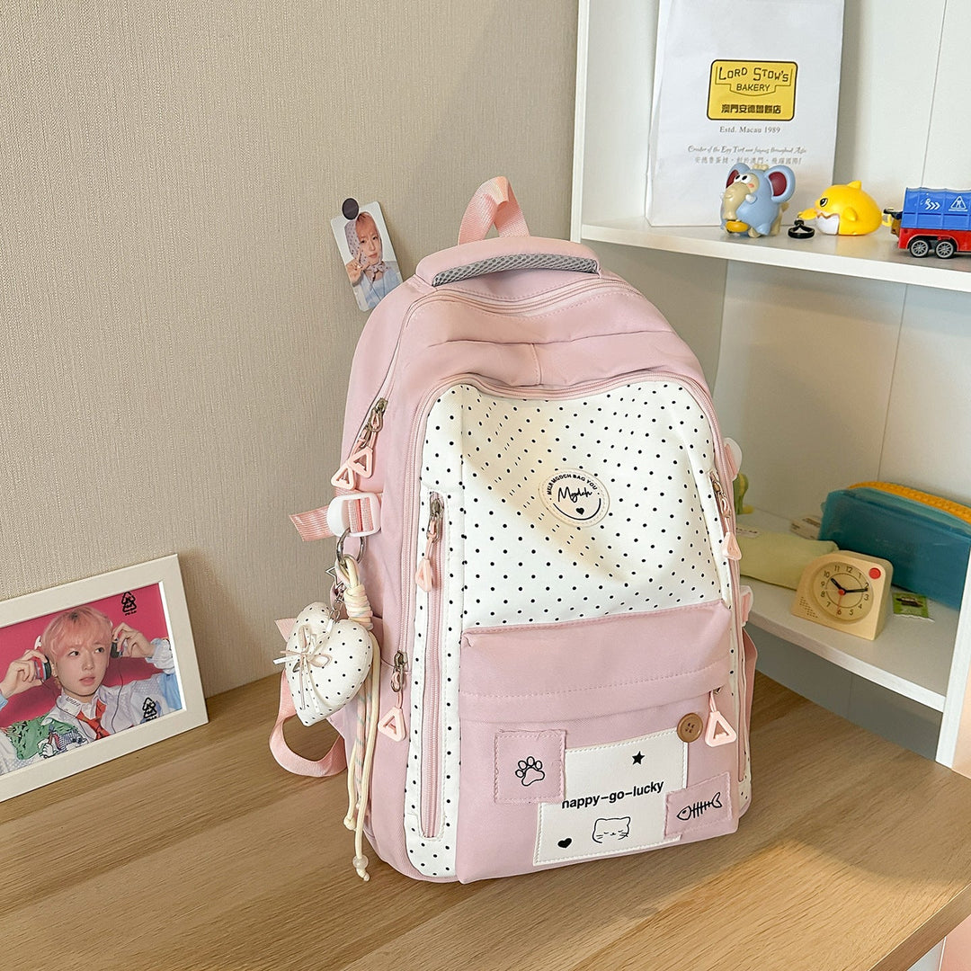 Cute Polka Dot Patterned School Backpack