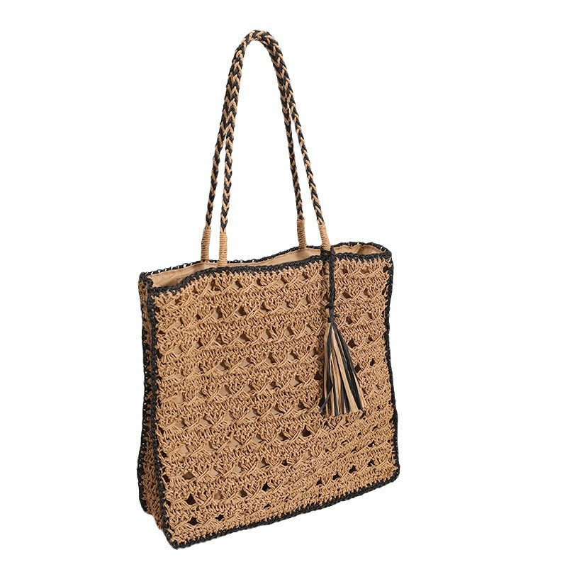 Handmade Macrame Tote Bag with Elegant Tassel Kalsten