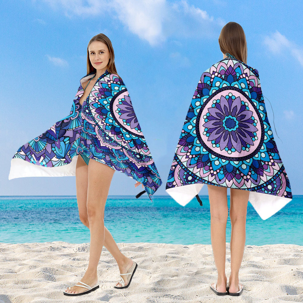 Hooded sun tent for the beach with creative mandala design Kalsten