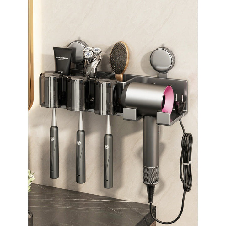 Wall-Mounted Hair Tool Organizer with Storage Compartment Kalsten