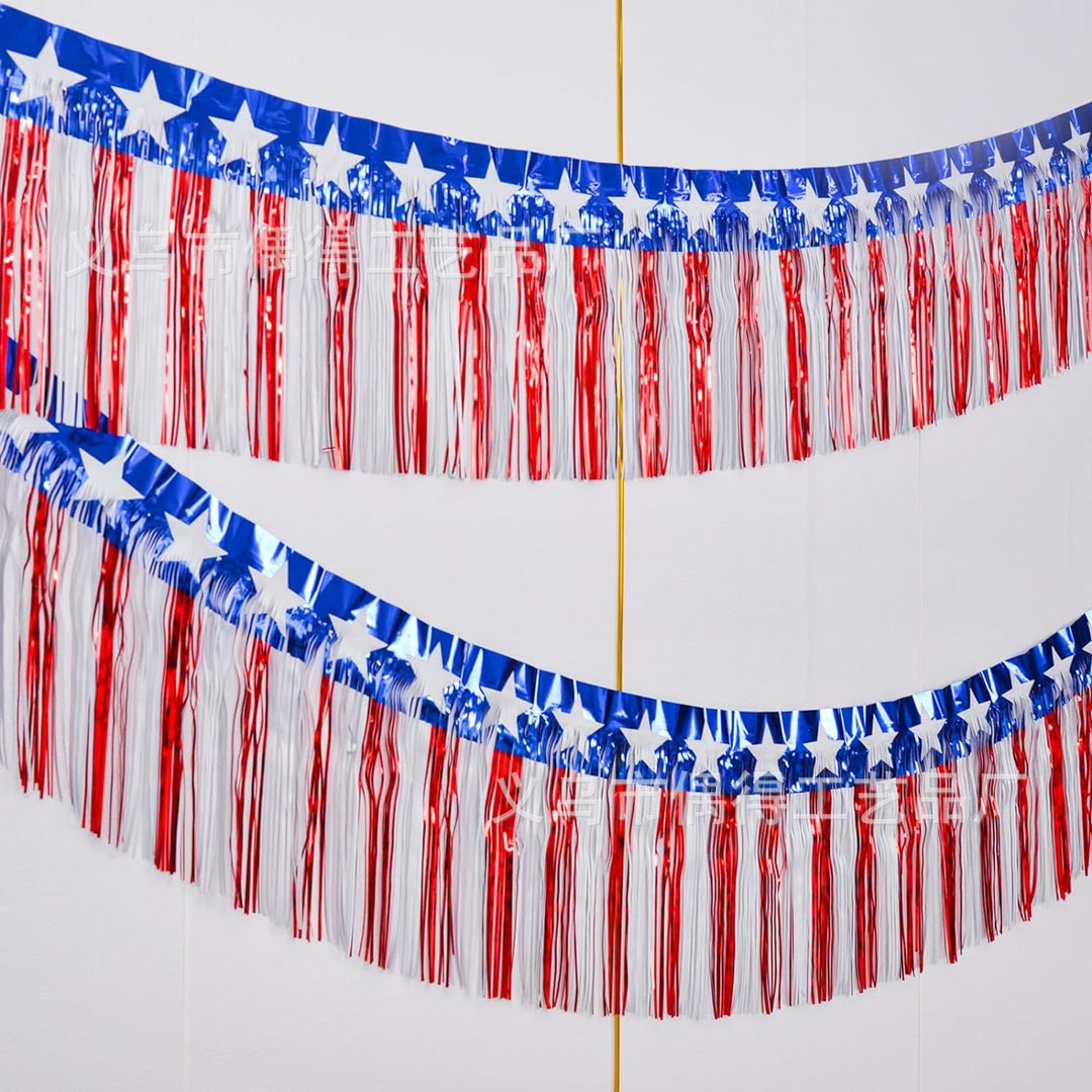 Independence Day metallic star fringe garland backdrop for patriotic party decoration Kalsten