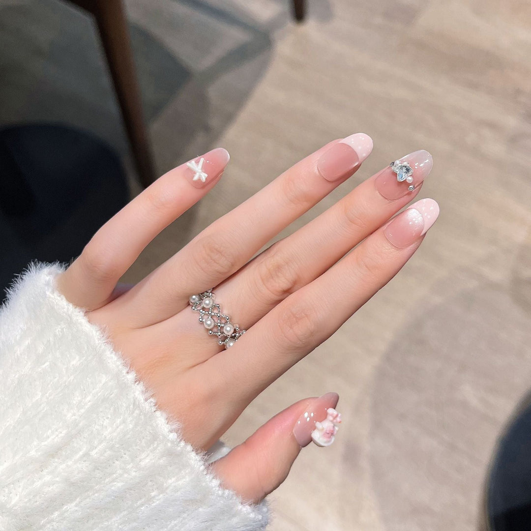 Elegant Floral Embellished Press-On Nail Set Kalsten