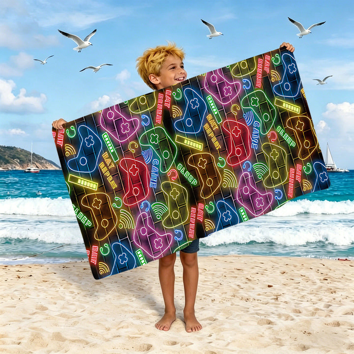 Boys beach towel with game console motif Kalsten