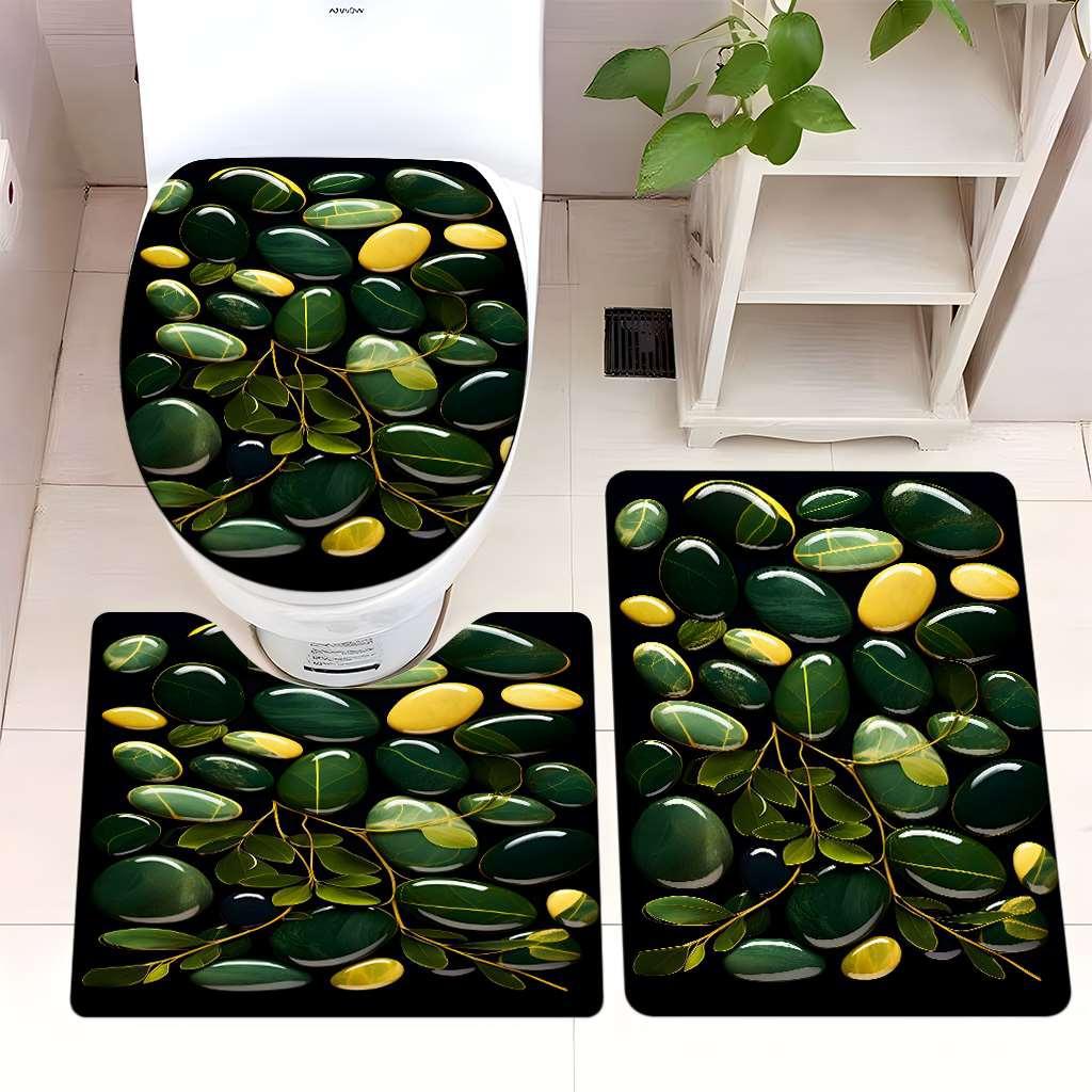 Decorative Pebble Bathroom Mat Set Kalsten