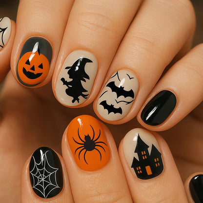 Halloween-Themed Press-On Nail Art Set Acalora