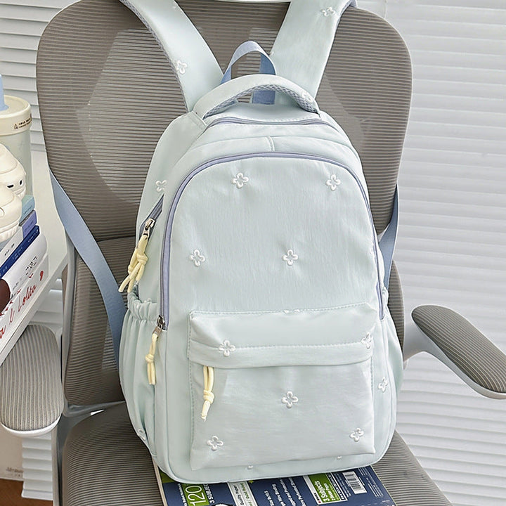 Floral-Embellished Lightweight School Backpack