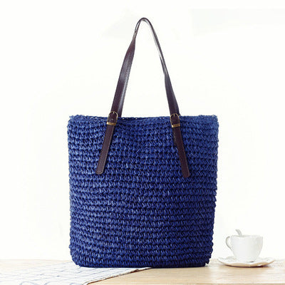 Braided Beach Bag with Sturdy Leather Handles Kalsten