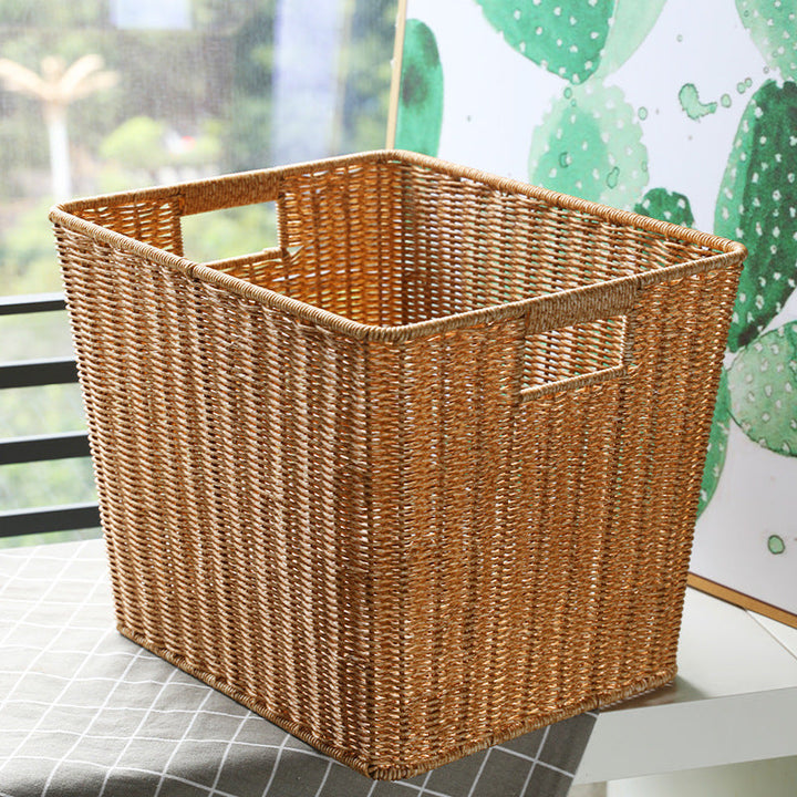 Rectangular Woven Storage Bin with Ergonomic Handles Kalsten