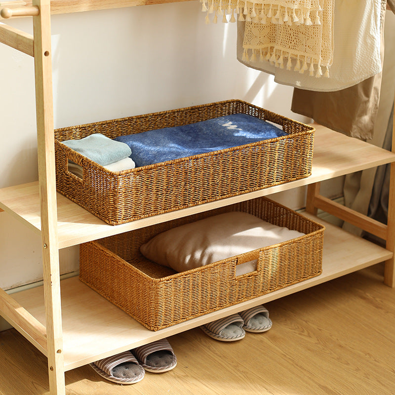 Handwoven Rectangular Storage Basket with Cut-Out Handles Kalsten