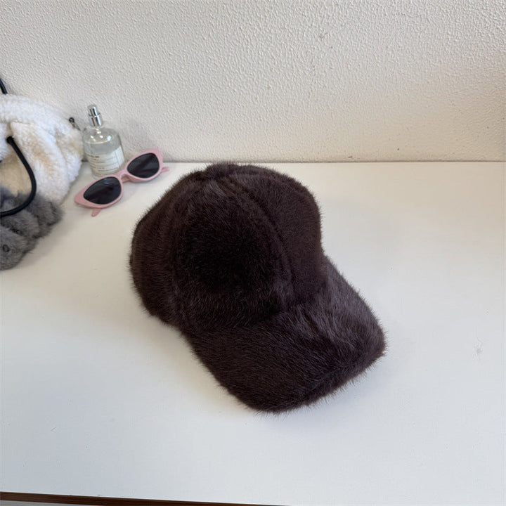 Unisex Plush Faux Fur Baseball Cap Kalsten