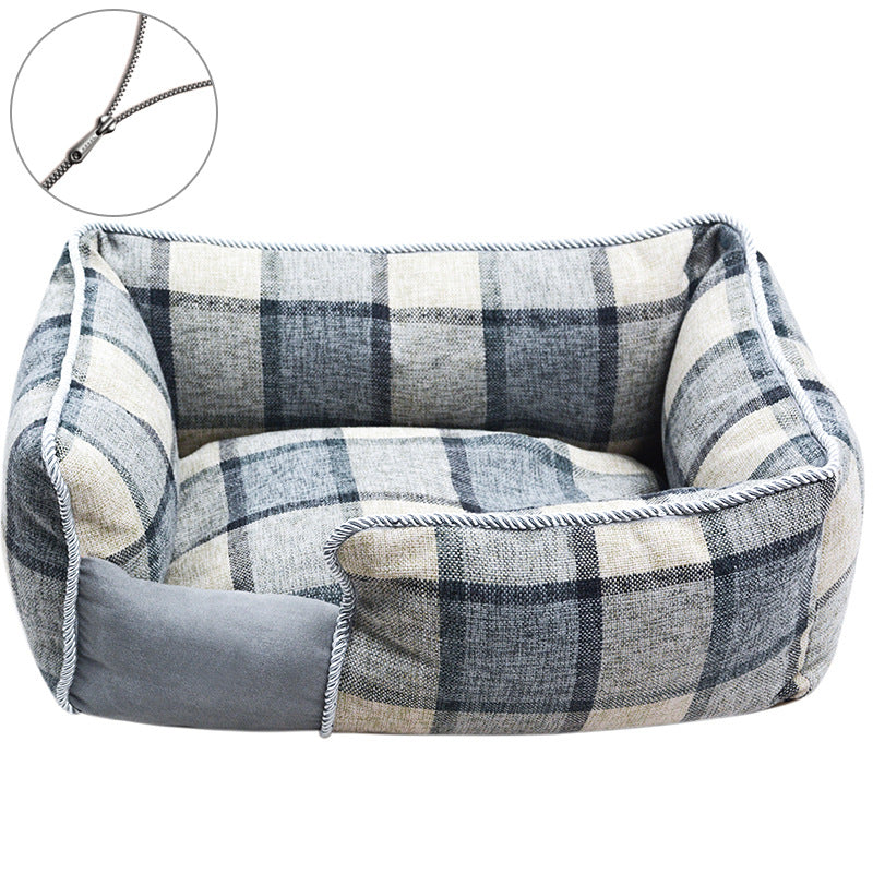 Cozy Plaid Dog Bed