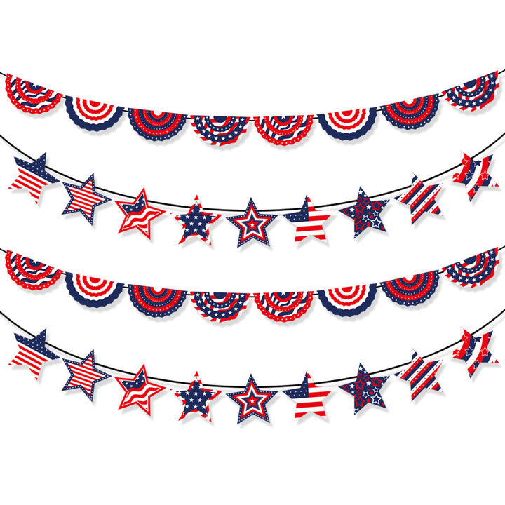 Unisex decorative paper fan garland with wavy semicircle pennants and star pattern Kalsten