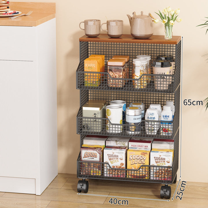 Multi-Tiered Rolling Kitchen Storage Rack Kalsten