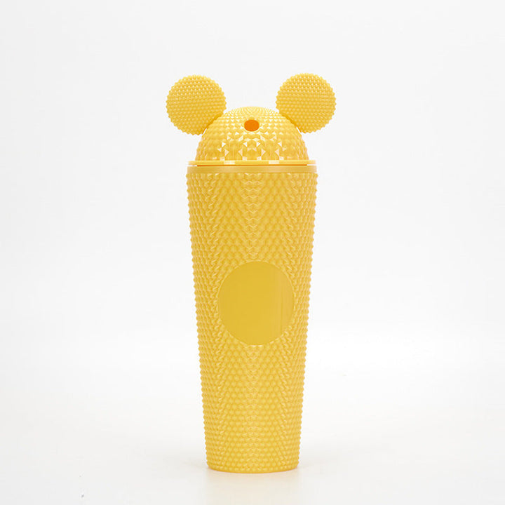 Studded Textured Reusable Tumbler With Decorative Ear-Top Screw Lid