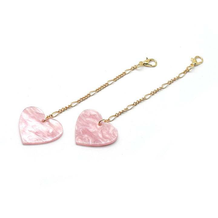 Heart-Shaped Dangle Earrings with Golden Chain Kalsten