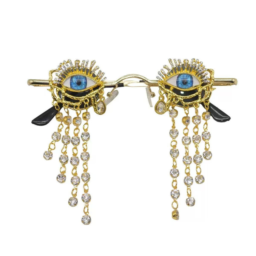 Ladies creative glossy glasses with eye motif and sparkling embellishments Kalsten
