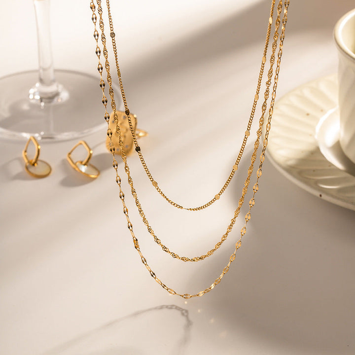 Multi-Layered Silver Chain Necklace Kalsten