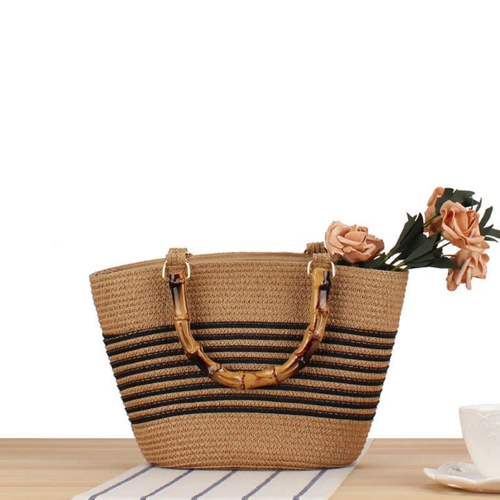 Handmade basket bag with bamboo handles Kalsten