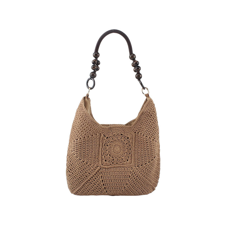Crochet handbag with elegant wooden handles Kalsten