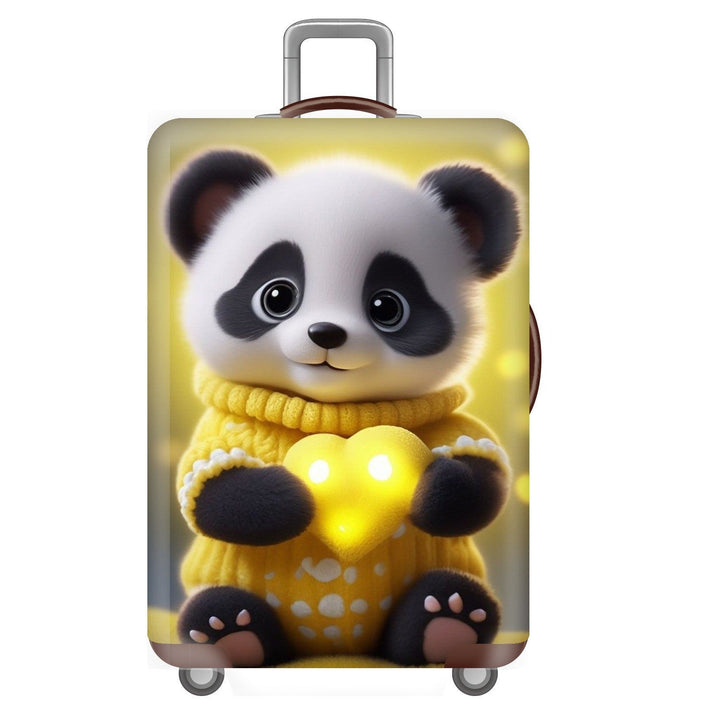 Unisex non-elastic suitcase cover for hard shell trolley with cute panda design, stretch protective cover with handle and wheel openings Kalsten