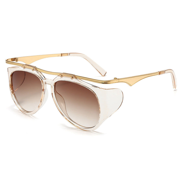 Ladies Fashion Sport Sunglasses with Oversized Frame and Golden Accents Kalsten